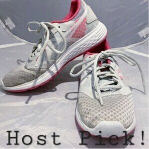 ASICS Patriot 10 Athletic Shoes Pink Grey White Sneakers Girl's 3.5 Amplifoam